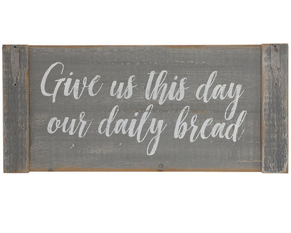 Farmhouse gray 'Give us this Day' distressed wall sign
