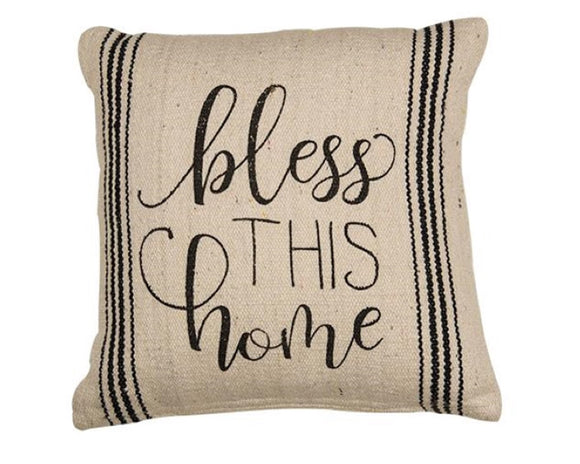 Bless This Home farmhouse pillow, Black stripe accent pillow, Neutral cream country pillows, Home accents, Gift ideas, JaBella Designs, Murfreesboro