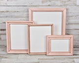 Blush pink vintage frames, Wooden picture frames, Wood picture frames, Farmhouse chic wall gallery frames, Hand-painted pink frames, Nursery decor, Shabby pink frames, Home decor, JaBella Designs, Etsy, Shopify