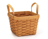 Small natural wooden basket with handles
