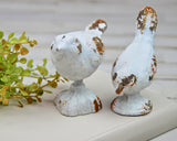 Set of 2 cast iron white bird figurines, White distressed small bird statues, JaBella Designs, Shopify 