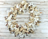 Brown fabric garland, Burlap, Brown, White, Neutral fabric garland, Garland decor, Handmade garland, Made in the USA, JaBella Designs, Farmhouse garland, Shabby chic banner