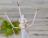 White farmhouse chic tea cup or jewelry display stand with eight hooks for the home, JaBella Designs, CTW Collection