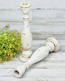 JaBella Designs, Distressed Candlesticks, Painted Candle Holders, Vintage Style, Rustic, Antique White, Farmhouse, Brown