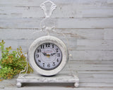 Distressed vintage white clock with bird accent