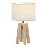 Small tan rustic style wooden table lamp