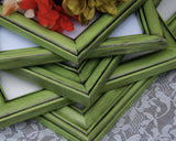 Green vintage picture frames, Spring green hand-painted photo frames, Upcycled picture frames, Vintage home decor, Country wall decor, Farmhouse living room, Wall gallery photo frames
