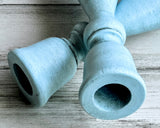 Coastal light blue wooden candlesticks