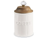 Mud Pie, Door knob coffee canister, White, Kitchen canisters, Farmhouse containers, Farmhouse kitchen, Fixer Upper style, JaBella Designs, Murfreesboro, Online Boutique