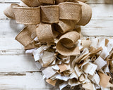 Neutral rustic brown polka dot fabric rag wreath