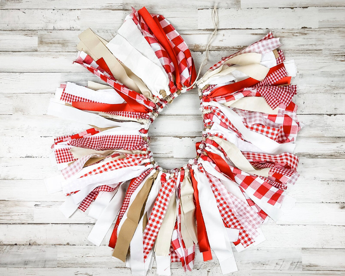 Red gingham country Christmas fabric banner – JaBella Designs