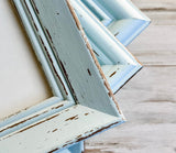 Spa blue distressed vintage picture frame set