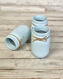 Spa blue hand-painted glass mason jars
