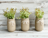 Light brown hand-painted country mason jar set