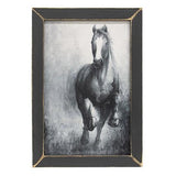 Rustic galloping horse wooden framed artwork