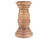 Rustic brown wooden pillar candle holder