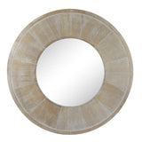 Whitewashed rustic wooden round mirror