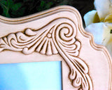 Blush pink ornate scallop wall gallery baby girls nursery picture frame, Embellished photo frame, Scalloped frame, Wall collage frame hand-painted pink, Vintage style pink frame, JaBella Designs, Etsy, Shopify