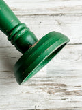Forest green distressed pillar candle holder