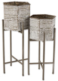Modern farmhouse metal plant stand set