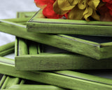 Upcycled green wooden picture frames, Cottagecore decor