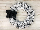Gray polka dot decorative fabric wreath