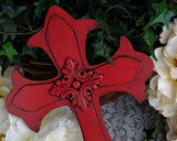 Red wood cross, Country style wooden crosses, Rustic cross decor, Christian wall hanging, Home decor, JaBella Designs, Murfreesboro