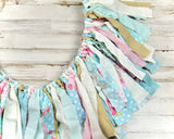 Etsy, Fabric banners, Rag tie garland banner, Floral banner, Robin's egg blue, pink, polka dot, brown, beige, ivory, antique white decorations, shabby chic decorations, high chair banner, mantel decorations, Easter decor, Home decor, JaBella Designs