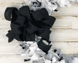 Farmhouse wreath, Black and white, Gray polka dot, Black burlap bow, Round wreath, Handmade, Made in the USA, JaBella Designs