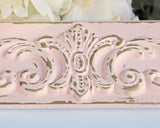 Shabby distressed chic pink and gold 5x7 painted ornate nursery picture frame for baby girls