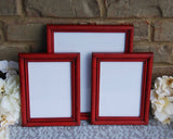 Country barn red vintage wood picture frame set
