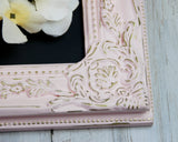 Ornate shabby pink & gold framed chalkboard