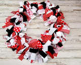 Red & black buffalo check handmade fabric garland
