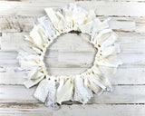 Ivory boho farmhouse chic miniature fabric banner