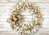 Rustic brown & white handmade fabric wreath
