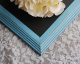 Boho chic children's aqua blue framed chalkboard playroom decor