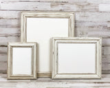 Rustic nursery wall gallery frames, Wood photo frames, Wooden photo frames, Antique white, Ivory, Vintage white, Brown, Distressed, Antiqued