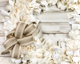 Fabric handmade wreath, Door wreaths, Ivory fabric wreath with burlap bow, Off white wreath, Antique white, Cream, White, Neutral home decor, Farmhouse wreaths