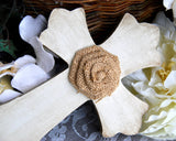 Cross, Wall Cross, Crosses, Wooden Cross, Burlap, Antique White, Christian Decor, Painted Cross, Wall Decor, Nursery Decor, Home Decor, Farmhouse, Country, Rustic, JaBella Designs