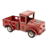 Red solar panel antique truck planter