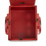 Red solar panel antique truck planter