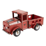 Red solar panel antique truck planter