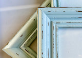 Spa blue and brown distressed wood picture frames
