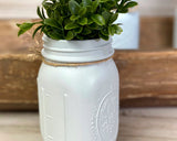 Spa blue hand-painted glass mason jars