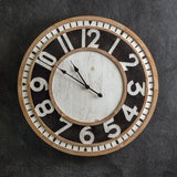 Large round white wooden farmhouse wall clock