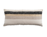 Woven wool blend striped lumbar pillow

This shimmering take on a classically design lumbar pillow features multicolor stripes on intricately woven wool, finished with subtle metallic details. This pillow has a wool blend encasement on back. Express your constantly evolving style with the simple addition of this eye-catching pillow. The cover is removable with a hidden back zipper.&nbsp;

Materials:
Wool, cotton

Dimensions:
16" high x 36" wide
