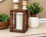 Rustic brown wooden decorative candle lantern