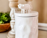 Country white piglet kitchen canister