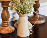 Short rustic ivory distressed metal pitcher vase