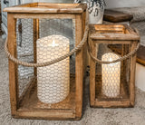 Large rustic chicken wire candle lantern set